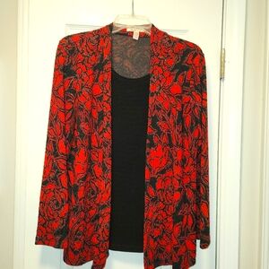Red and black festive blouse